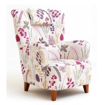 Amanda nojatuoli kuviollisella kankaalla