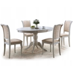 Olivia pyöreä ruokailuryhmä - jatkettava -Valkoinen