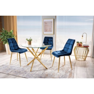 Alba pyöreä ruokailuryhmä Chic tuoleilla - kulta jalalla